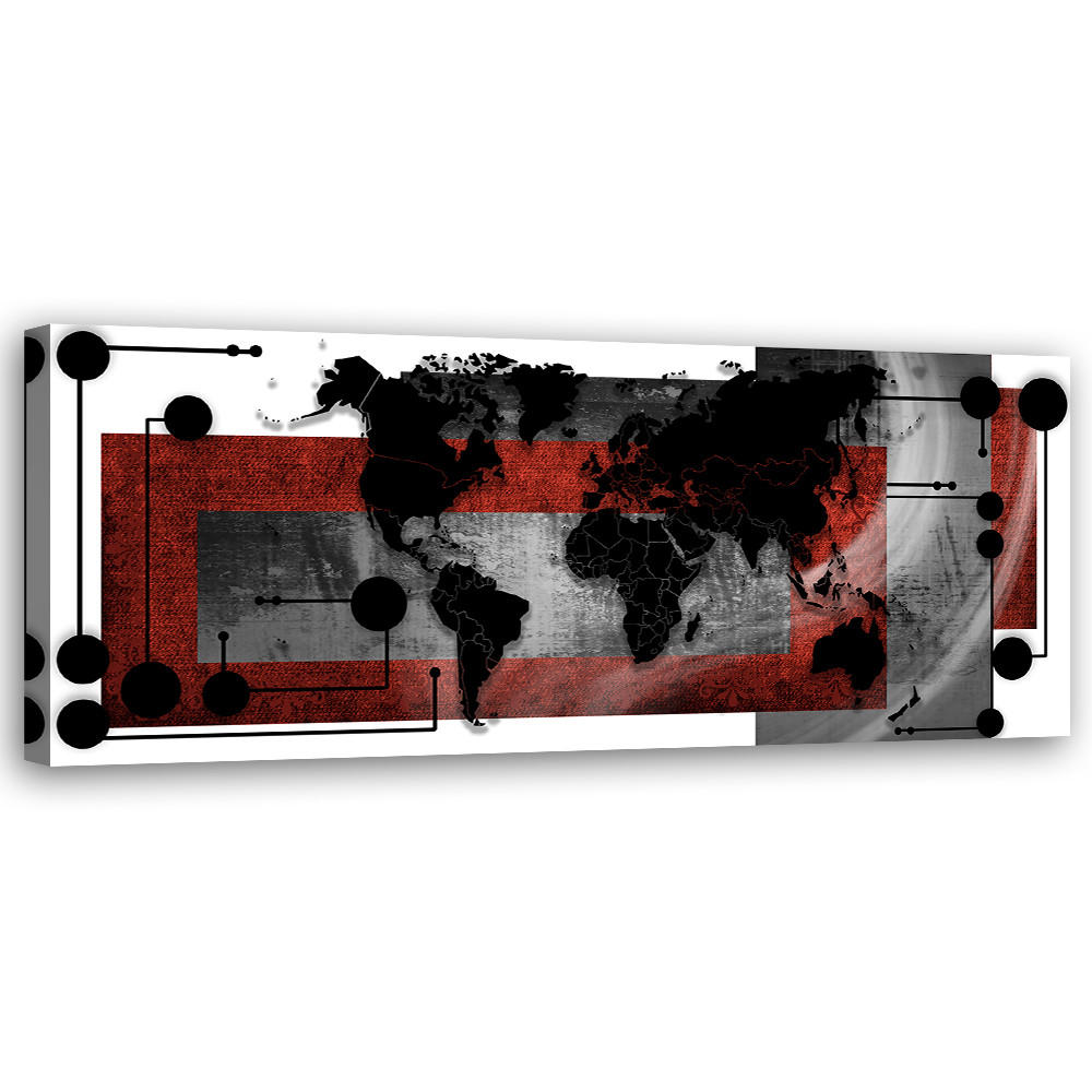 WANDBILD weltkarte abstrakt - Grau, Textil (90/30cm) - Feeby