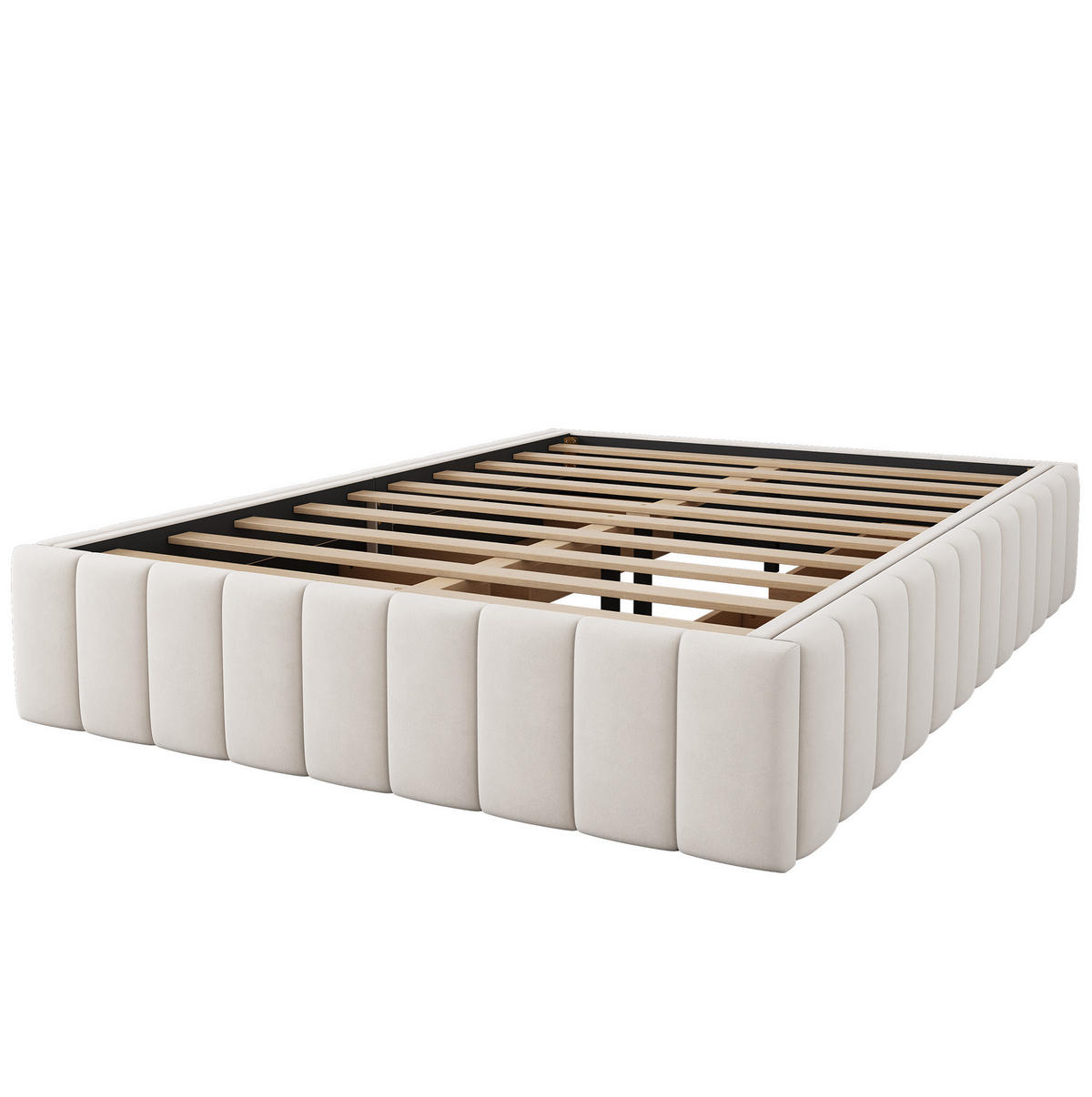 POLSTERBETT 140/200 cm mit Lattenrost und 4 Schubladen aus Samt, Beige - Beige, Textil (140/200cm) - Redom