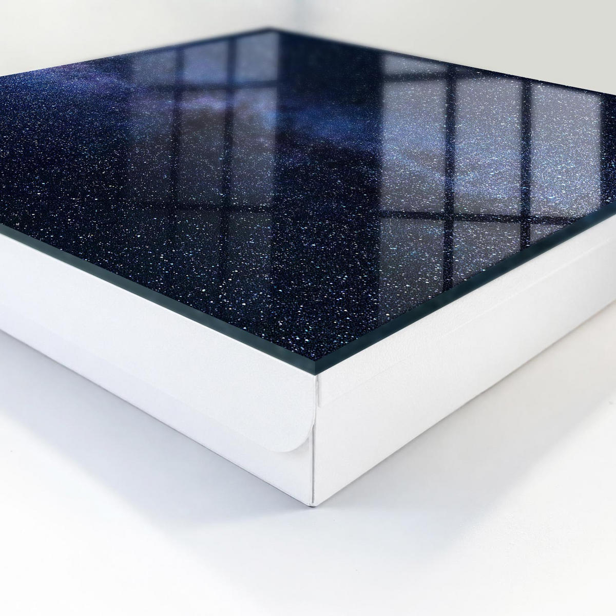 SCHLÜSSELBOX Weiß 30x30 cm – Türöffnung nach rechts - Nachthimmel - Schwarz, Metall (30/30/5cm) - TULUP