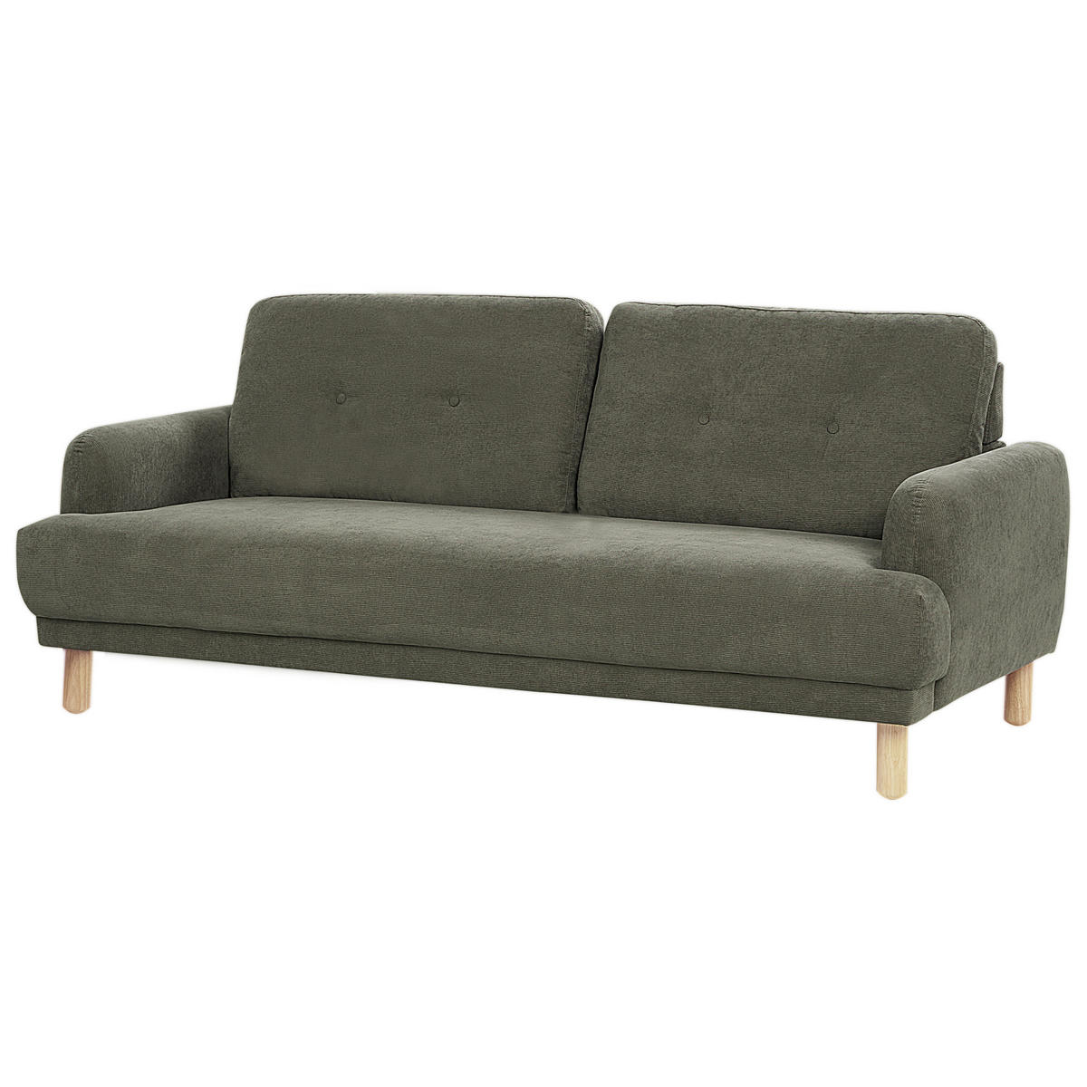 3-SITZER-SOFA Cord dunkelgrün Tuve - Hellbraun/Grün, Textil (199/85/90cm) - Beliani