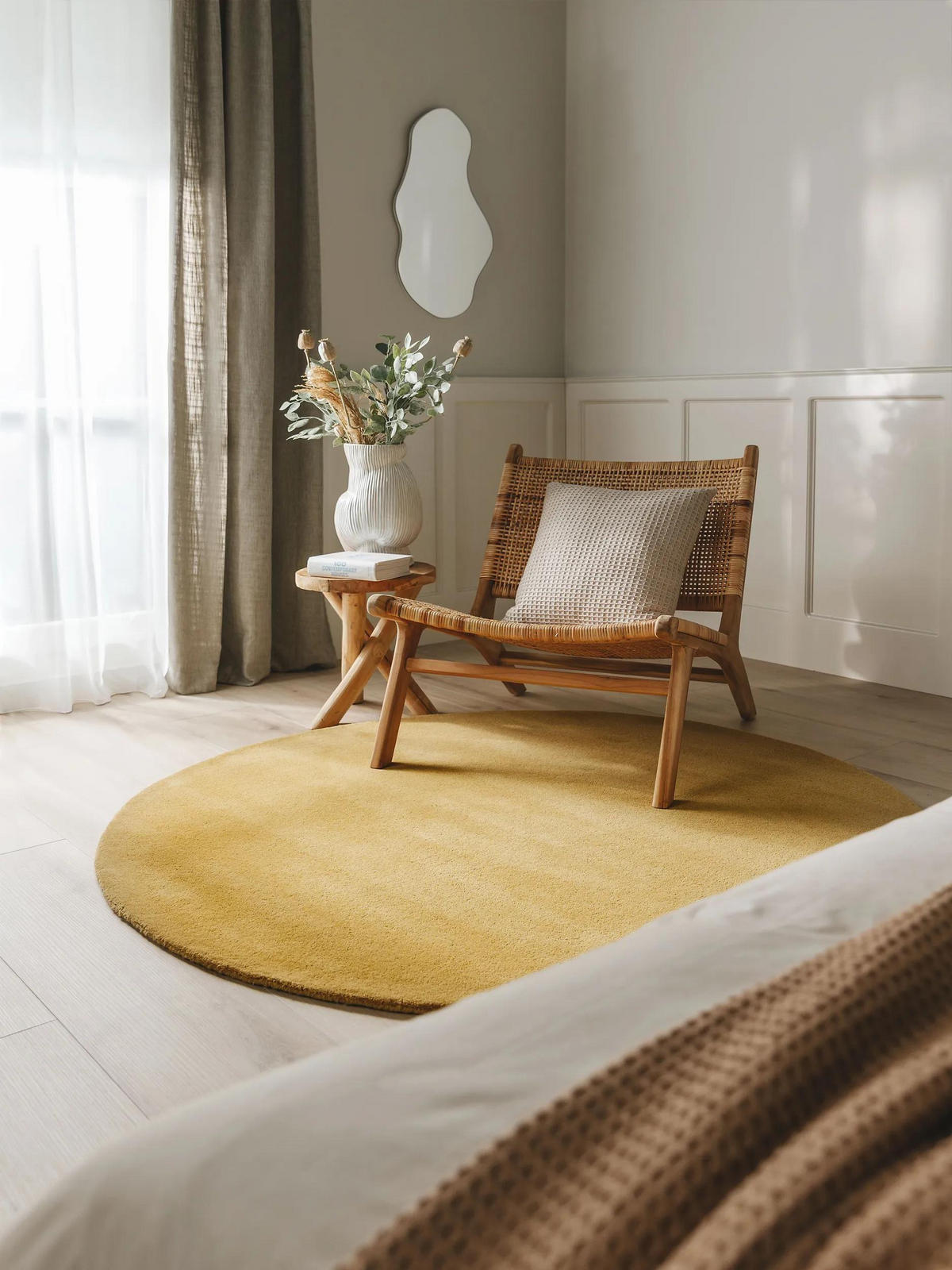 WOLLTEPPICH rund Bent Gelb ø 150 cm rund - Gelb, Textil (150/150cm) - benuta Nest