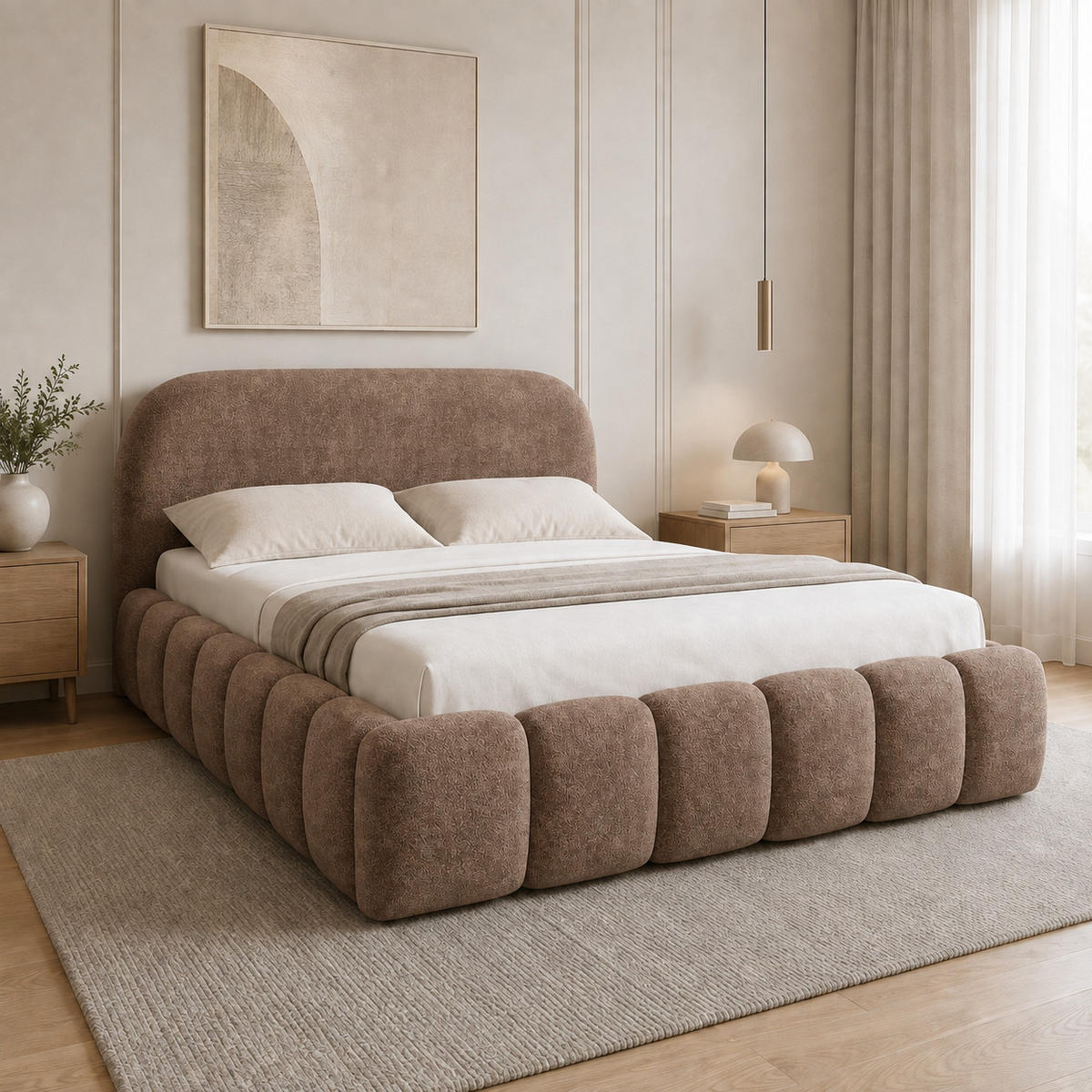 POLSTERBETT mit Stauraum 140x200 cm in Braun - Braun, Textil (140/200cm) - Home Collective