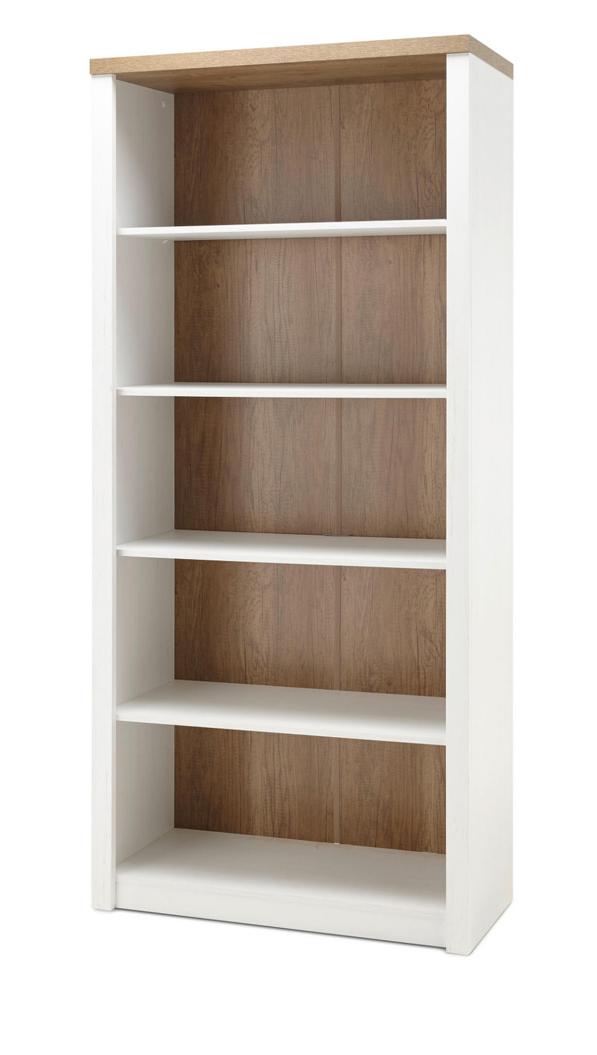 REGAL weiß Pinie, Eiche hell Landhaus, Standregal 90 x 198 cm - Eichefarben/Weiß, Holzwerkstoff (90/198/43cm) - Furn.Design