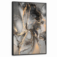 LEINWAND Bilder mit Rahmen - Grau - Luxus - Gold - Marmor - 60x90 - Dunkelgrau, Textil (60/90cm) - MuchoWow