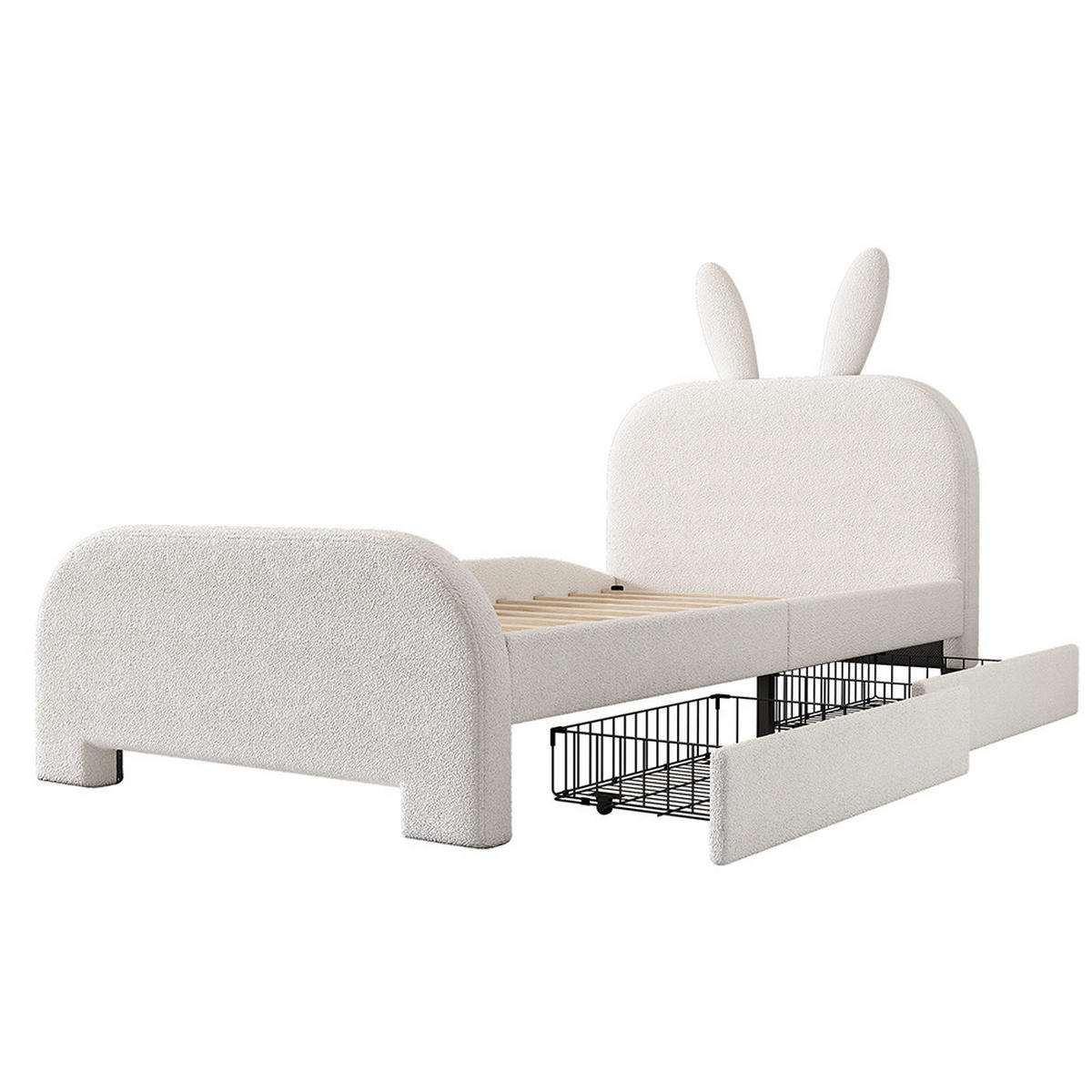 KINDERBETT 90/200 cm in Weiß mit Zwei Schubladen - Weiß, Holz/Textil (90/200cm) - KOMHTOM
