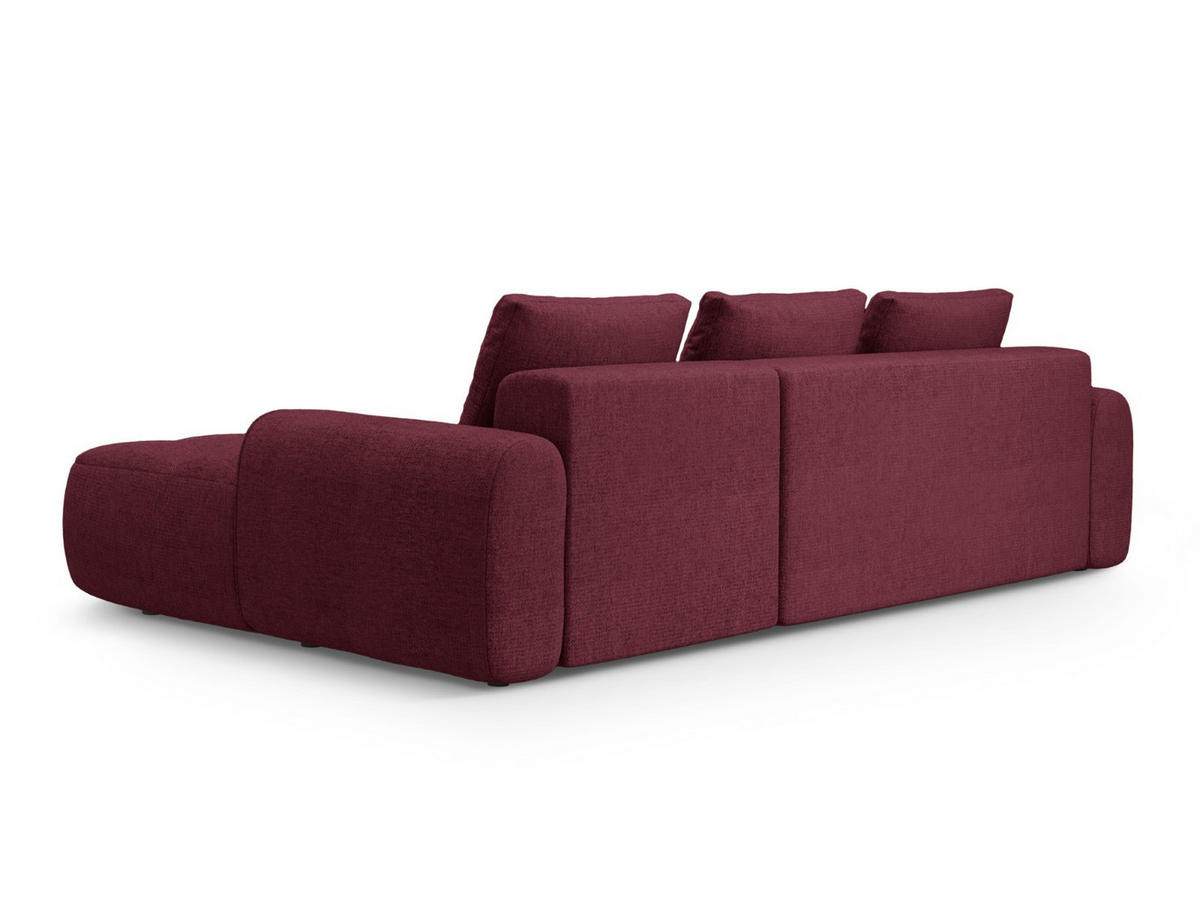 AUSKLAPPBARES-ECKSOFA rechts mit Container Linz aus strukturiertem Stoff burgundfarben 3 Sitzplätze - Bordeaux, Textil (142/275cm) - Cosmopolitan Design