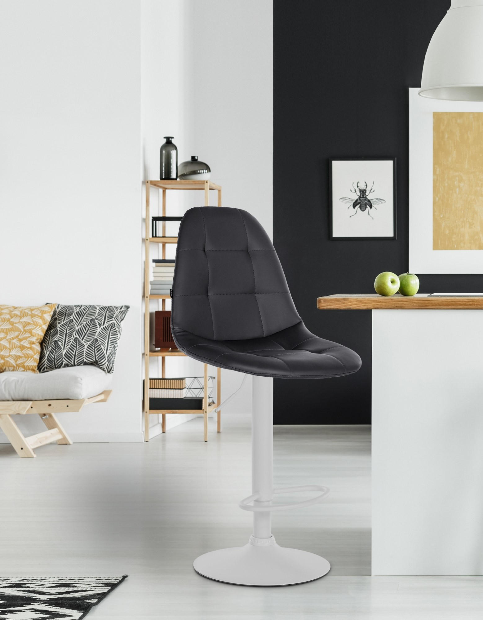 BARHOCKER Metall schwarz - Schwarz, Textil/Metall (47/58/56cm) - CLP