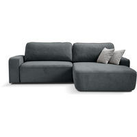 ECKSCHLAFSOFA Torre dunkelgrau velours rechts - Dunkelgrau, Textil (258/171cm) - Beautysofa