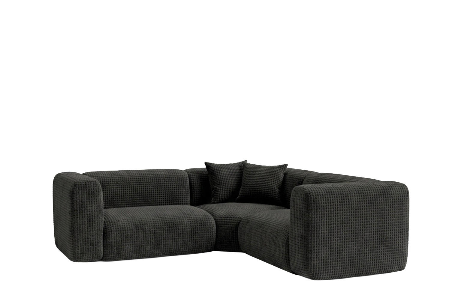 ECKSOFA Modulares, Corner mini, Chenille-Stoff Cremona, Anthrazit, GRETA - Anthrazit, Holz (380/190cm) - Kaiser Möbel