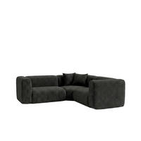 ECKSOFA Modulares, Corner mini, Chenille-Stoff Cremona, Anthrazit, GRETA - Anthrazit, Holz (380/190cm) - Kaiser Möbel