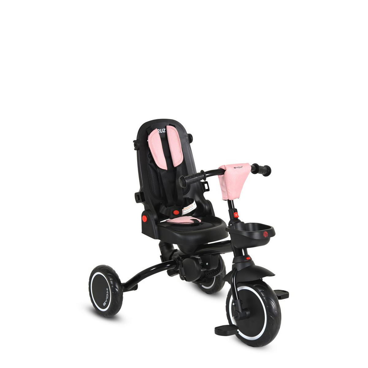 DREIRAD Cruz EVA-Reifen rosa klappbar Körbe 360 drehbar Getränkehalter Fußstütze - Rosa, Metall (100/54/104cm)