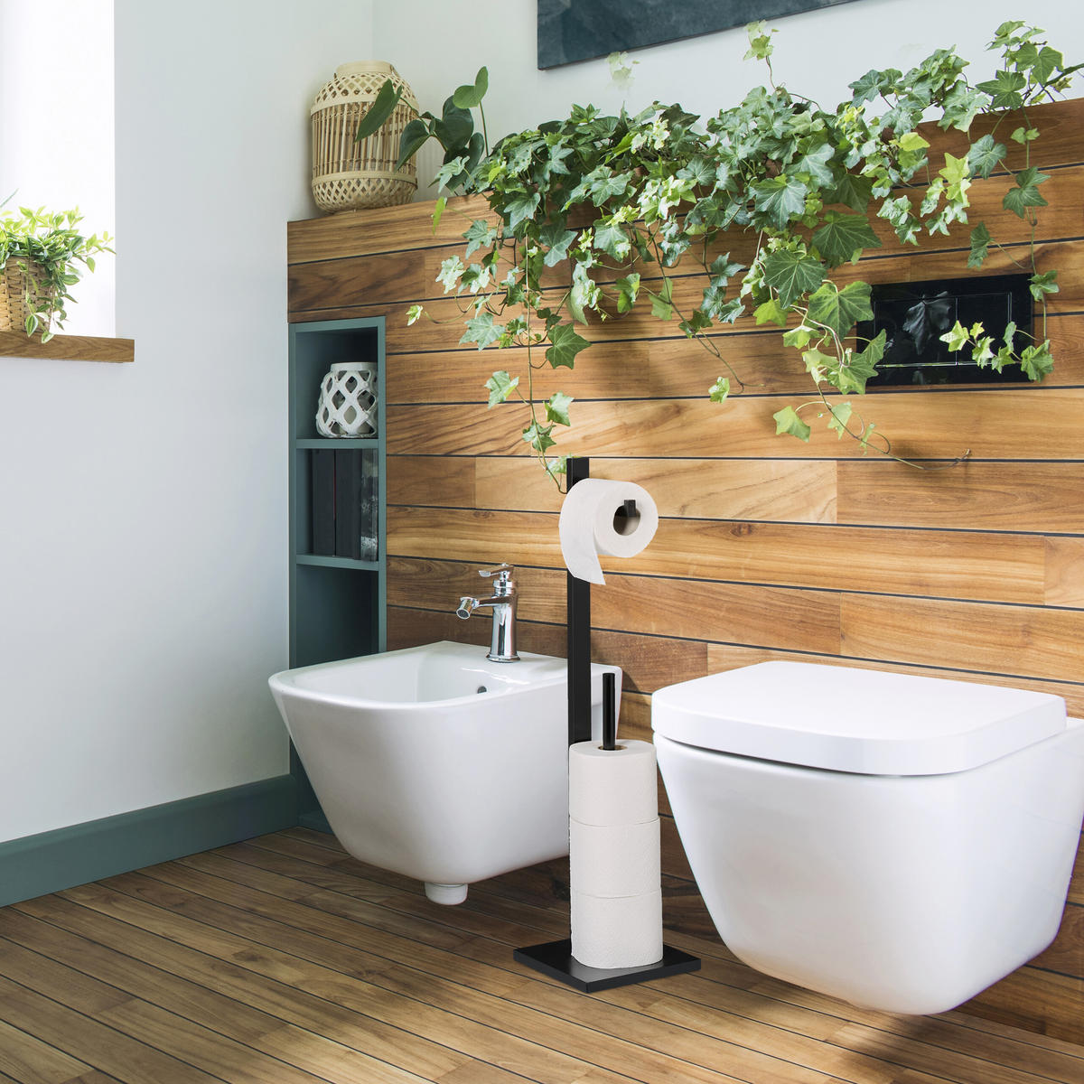TOILETTENPAPIERHALTER - Multicolor, Holz/Holzwerkstoff (19/71/19cm) - Relaxdays