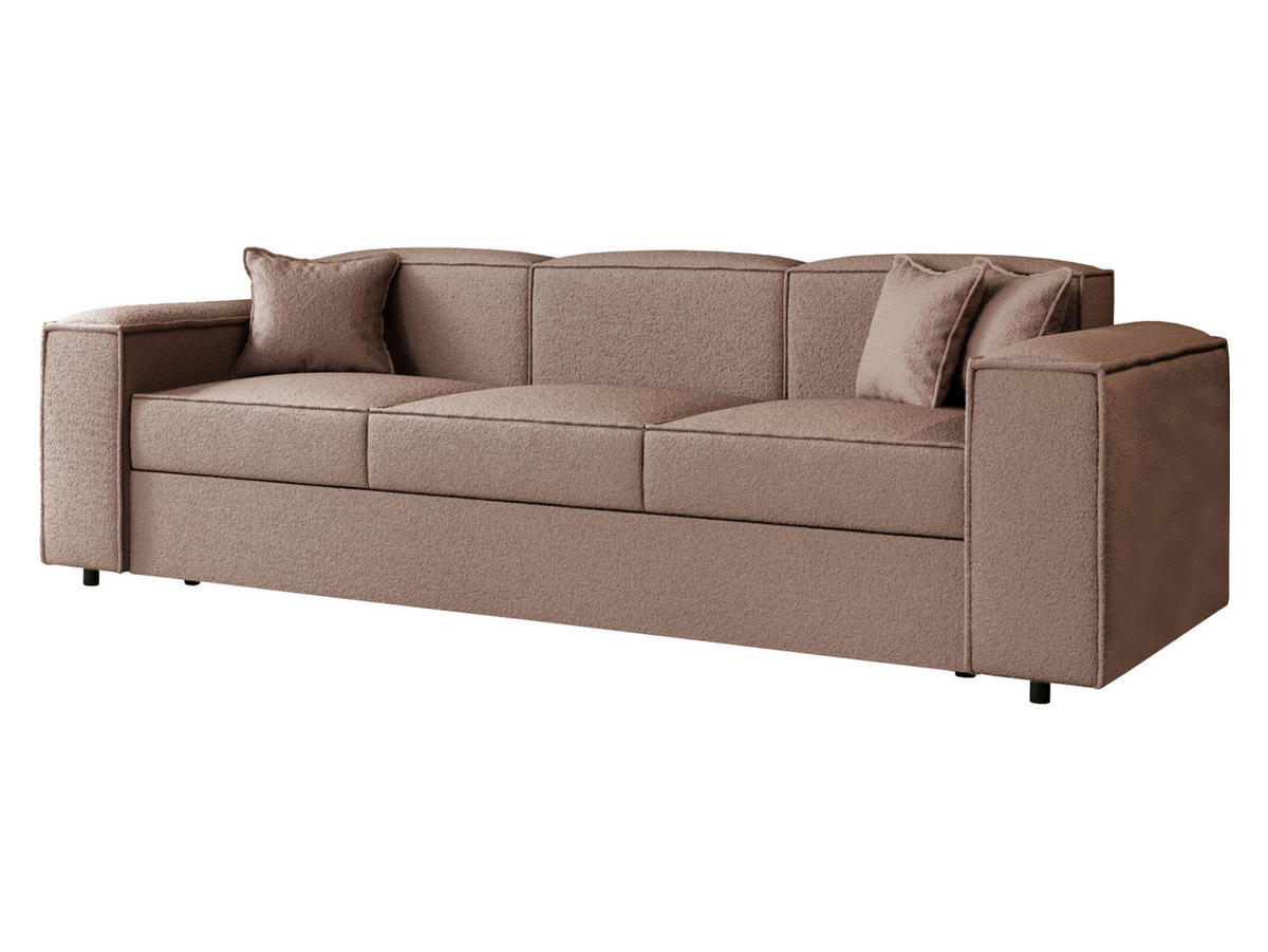 SCHLAFSOFA Santos Boucle - Hellbraun/Schwarz, Holzwerkstoff/Kunststoff (252/79/88cm) - MIRJAN24
