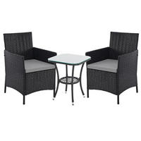 GARTENMÖBELSET BROOKLYN BISTRO Schwarz - Schwarz/Grau, Kunststoff - SVITA