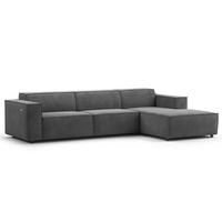 ECKSOFA mit Longchair - Schwarz/Grau, Kunststoff/Textil (294/177cm) - home24