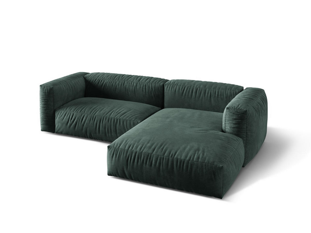 ECKSOFA modular rechts Martina aus Samt petrol 2 Sitzplätze - Salbeigrün, Textil (176/283cm) - Micadoni