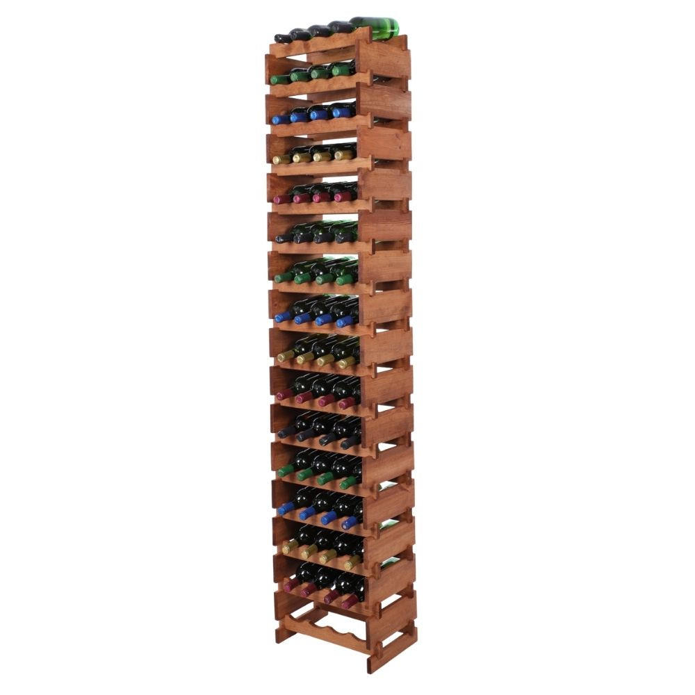 WEINREGAL VINOTECA FLEX PRO HxBxT 219x46x28cm 64 Flaschen auf 16 Ebenen Braun geölt - Braun, Holz (46/219/28cm) - PROREGAL