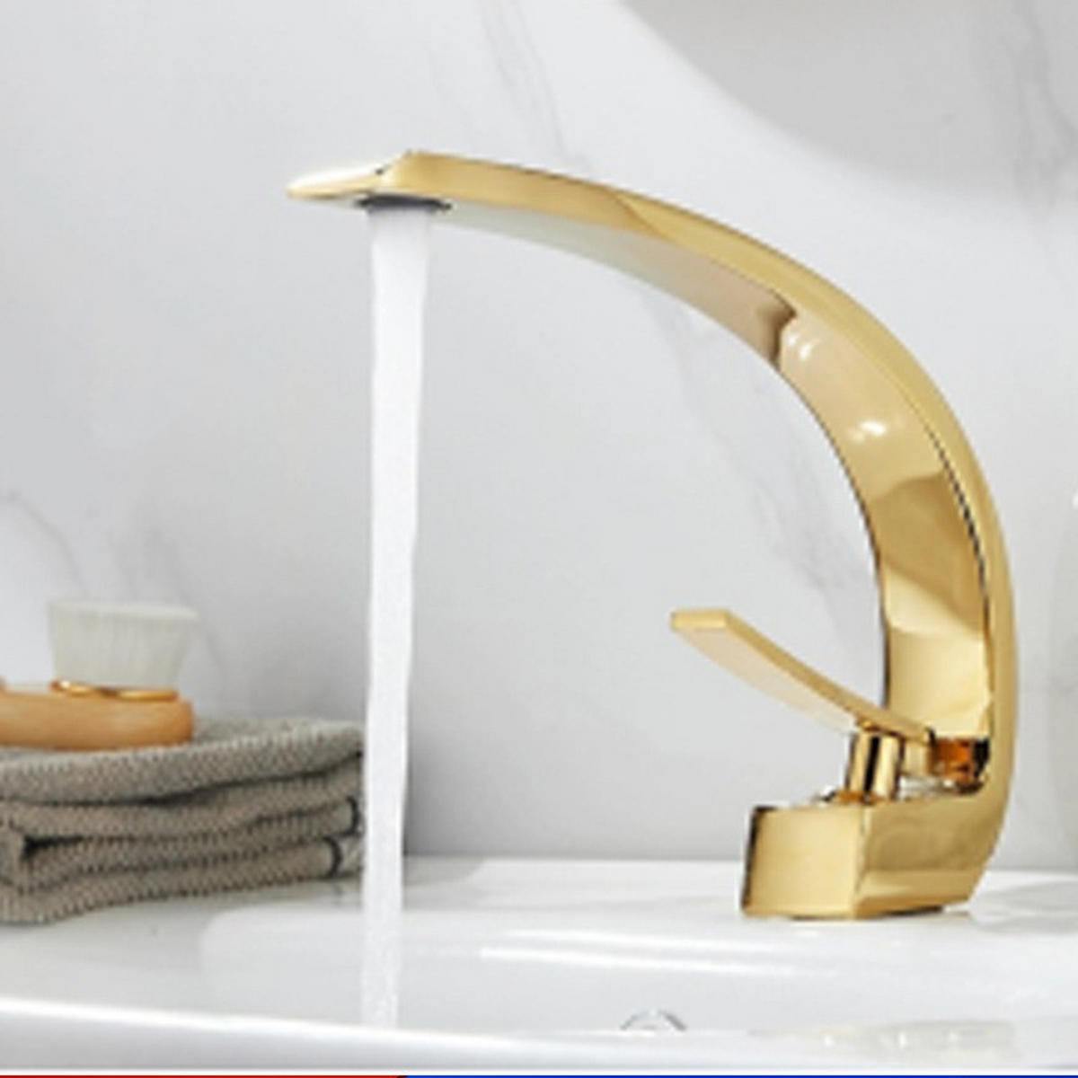 BADEZIMMERARMATUR, 23,5 x 18,5 cm, gold - Goldfarben, Metall (35/7/19cm) - Vallsero