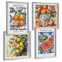 BILDER SET 4er Set - 50x50 cm & 40x60 cm Silberner Rahmen - Italienische Zitrus-Modeplakate - Silberfarben, Kunststoff (50/50cm) - TULUP