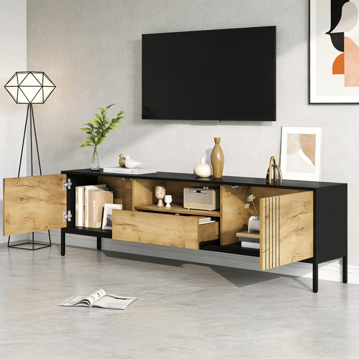 TV-LOWBOARD Eichefarben 170/35/50 cm - Eichefarben, Holzwerkstoff (170/50/35cm) - PANGIVO
