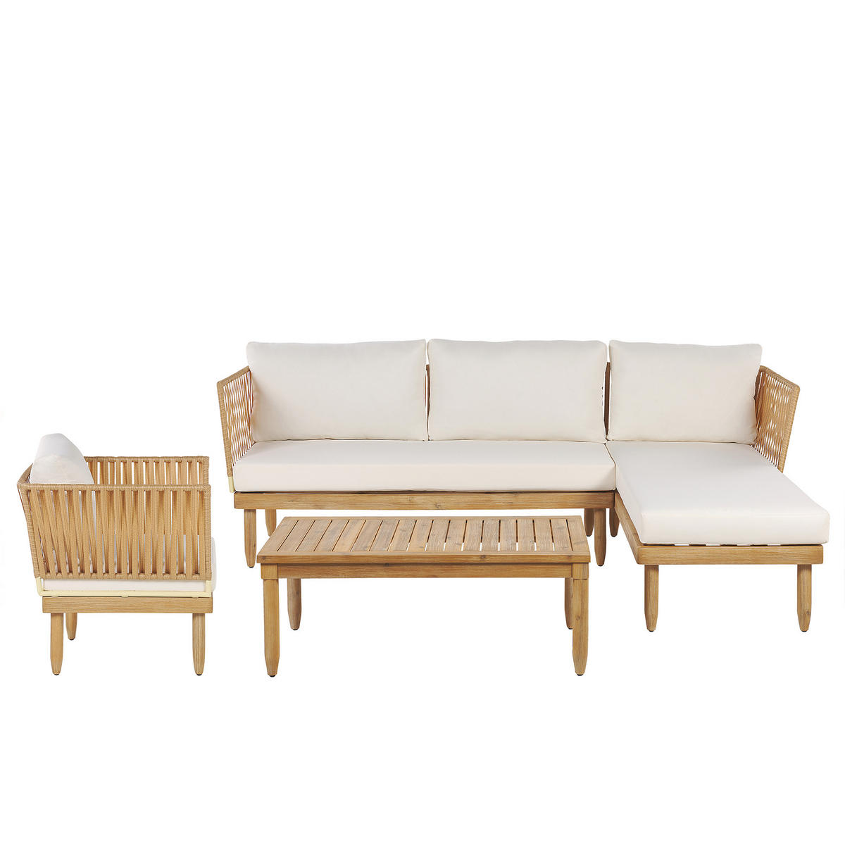 LOUNGE-SET 4-Sitzer hellbraun Cremona - Hellbraun, Holz - Beliani