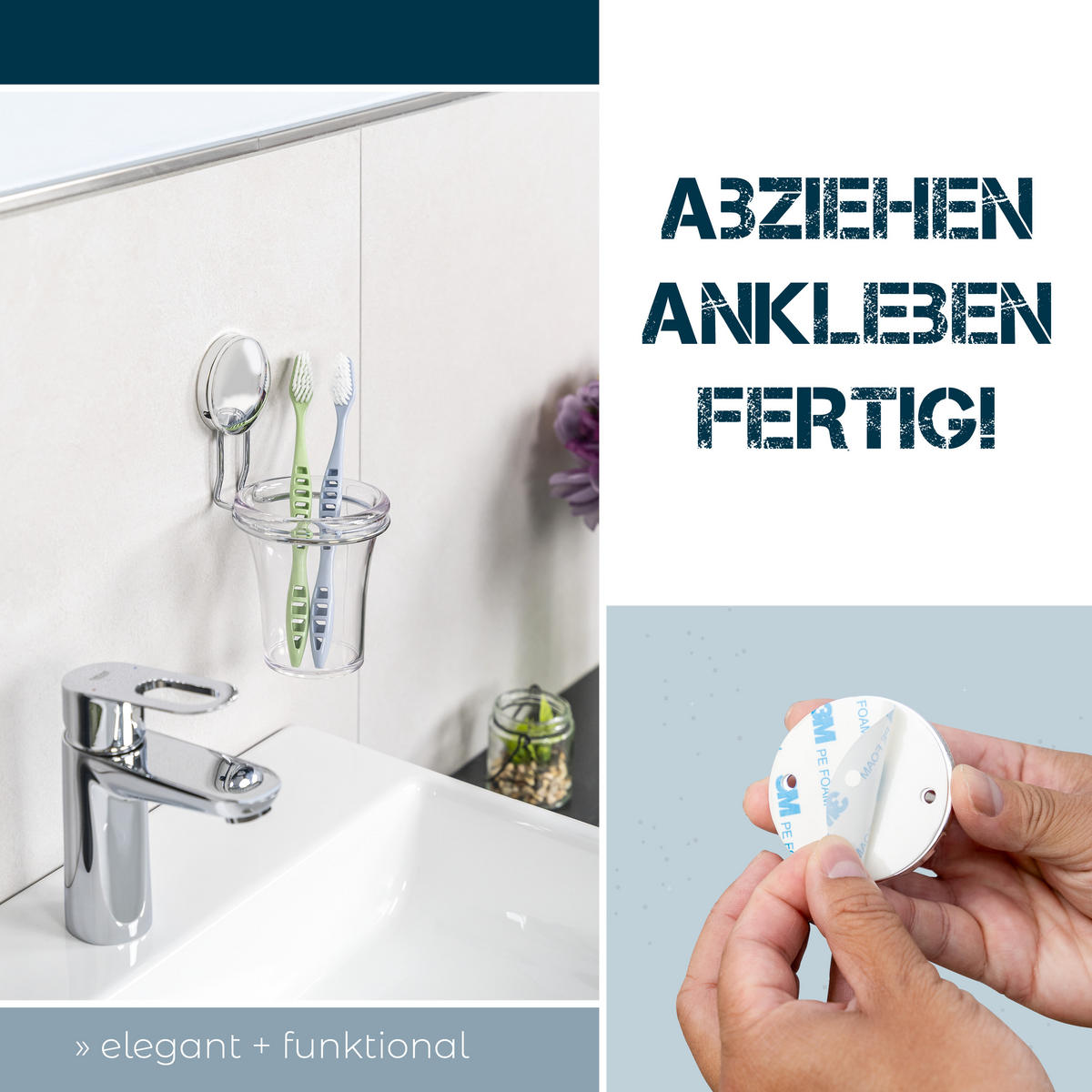 BADZUBEHÖR Starter-Set MOON-LOC 6tlg. - Edelstahlfarben, Metall (8.9/10.7/10cm) - bremermann