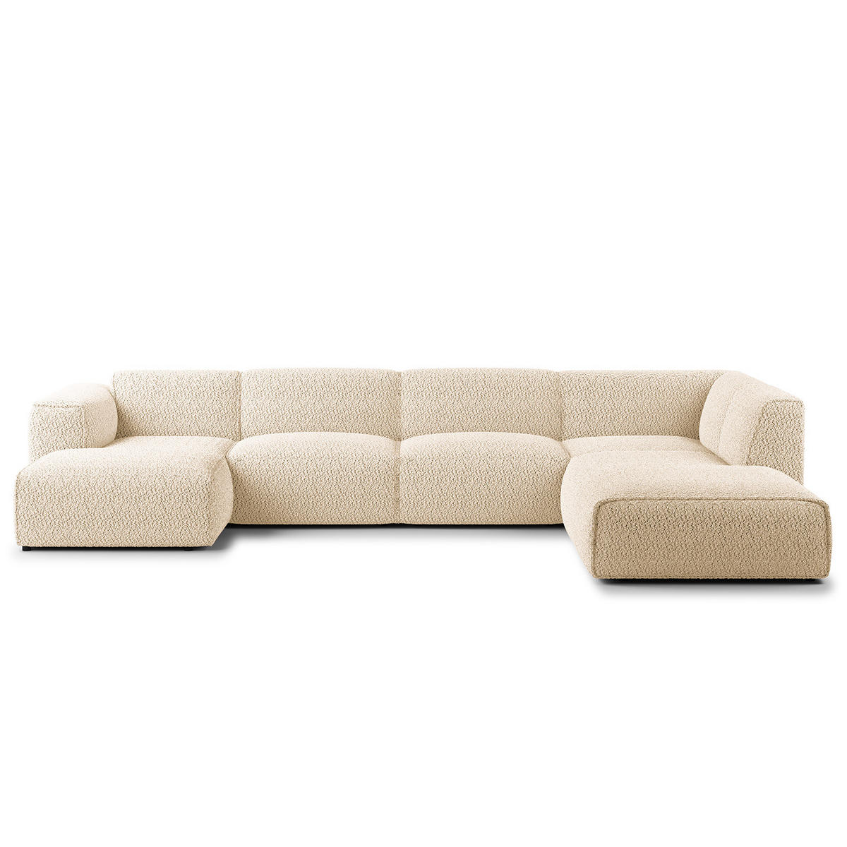 WOHNLANDSCHAFT mit Longchair - Beige/Schwarz, Kunststoff/Textil (325/71/235cm) - home24