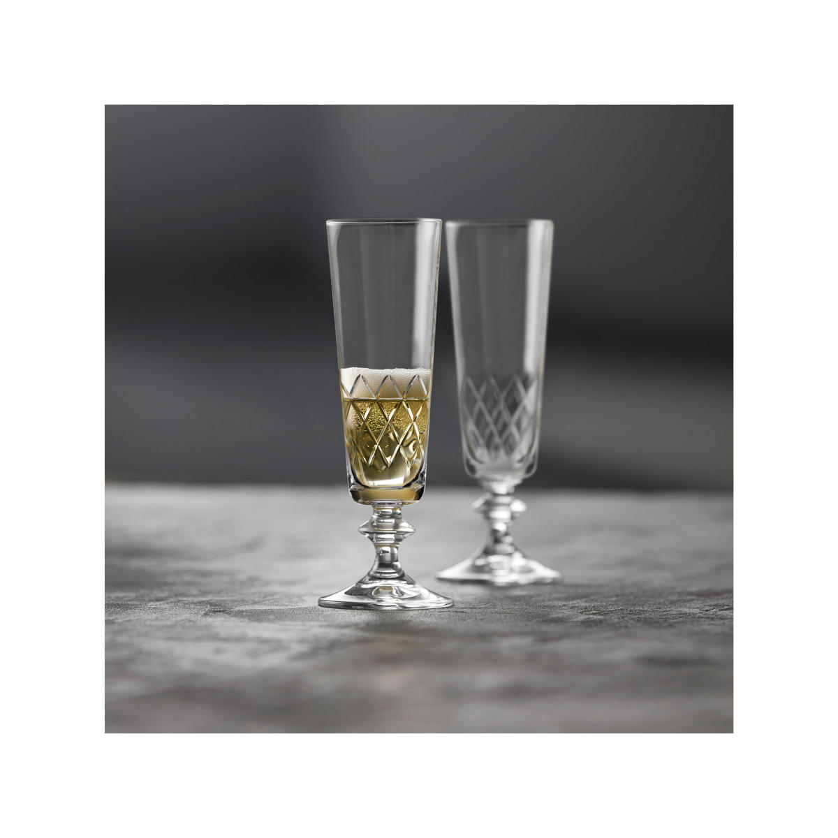 SEKTGLAS Eaton 2er Set, Kristallglas, Transparent, 160 ml - Transparent, Glas (0.16L) - Lyngby Glas