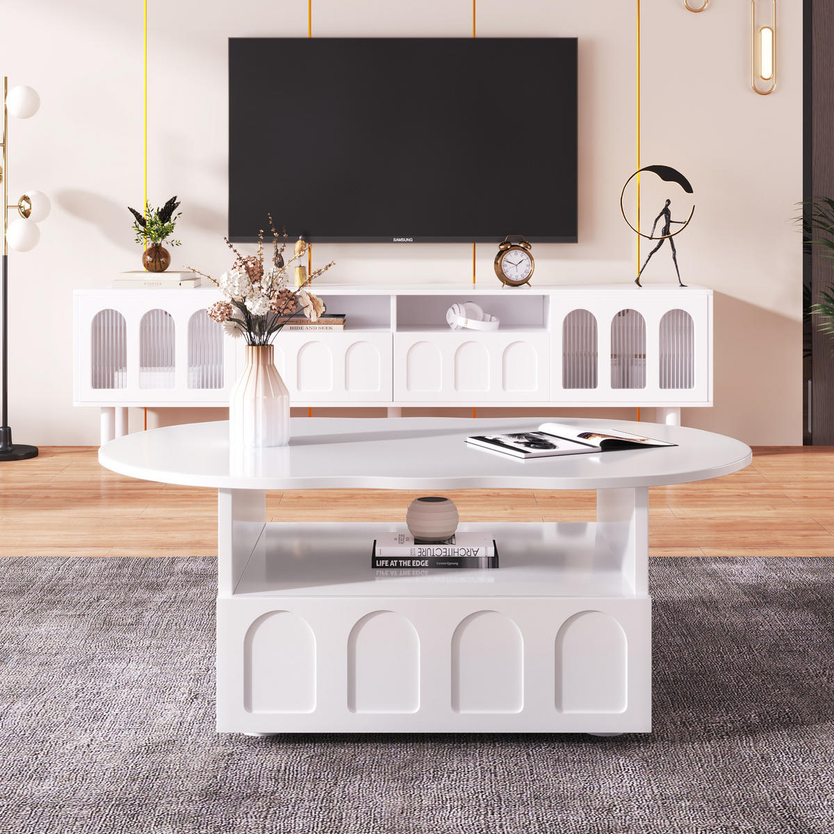 COUCHTISCH 100/60/40.5 cm weiß aus Spanplatte mit Schublade und Ablagefach - Weiß, Holzwerkstoff (100/60/40.5cm) - OKMYHOME