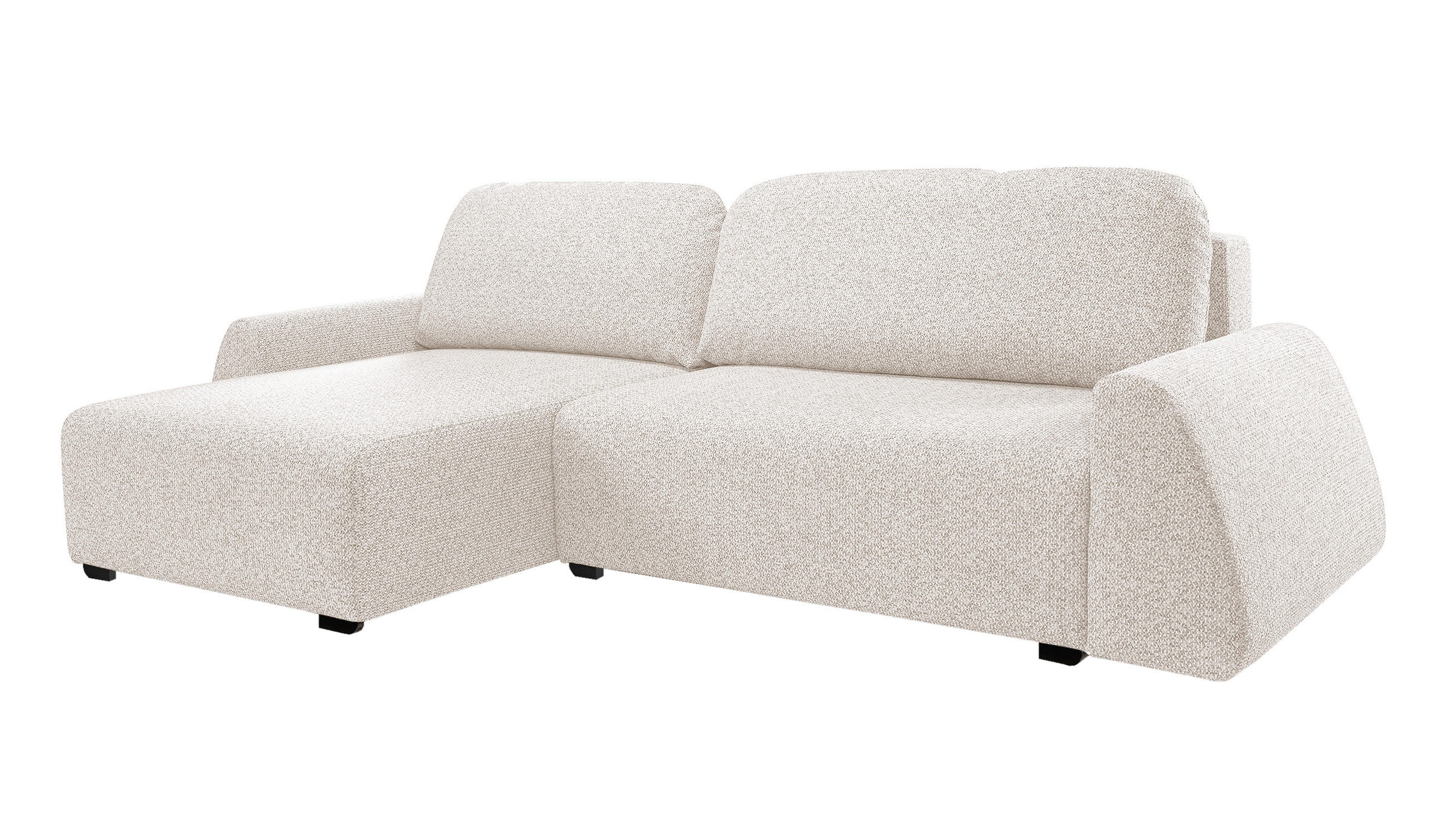 ECKSOFA ALMI mit Schlaffunktion, Bettkasten, Wellenfedern Komfortable Sitzpolsterung Elegantes Design Linke, 160x275 cm Beige - Beige, Holz/Textil (160/275cm) - DomoHome