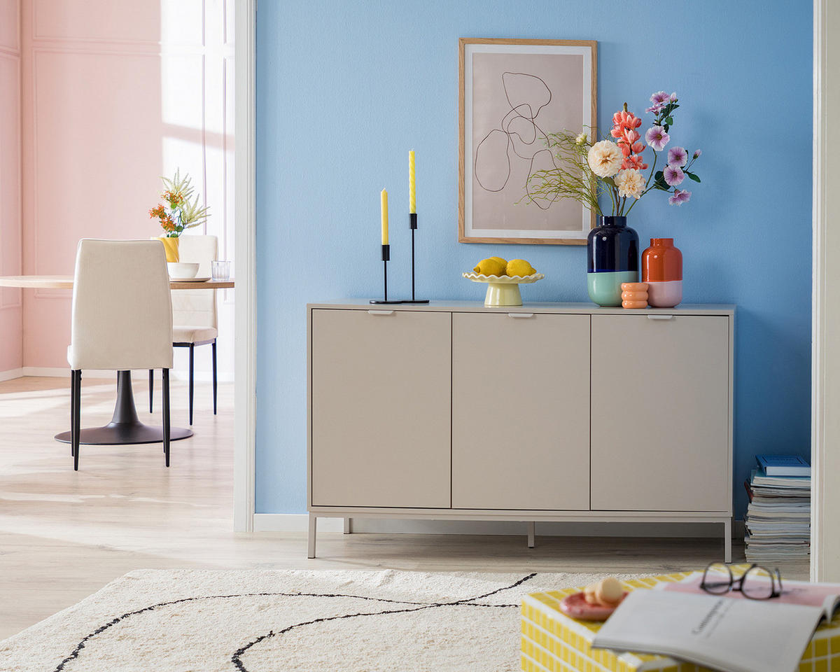 SIDEBOARD - Hellgrau - Hellgrau/Grau, Holzwerkstoff/Metall (140/80/40cm) - home24
