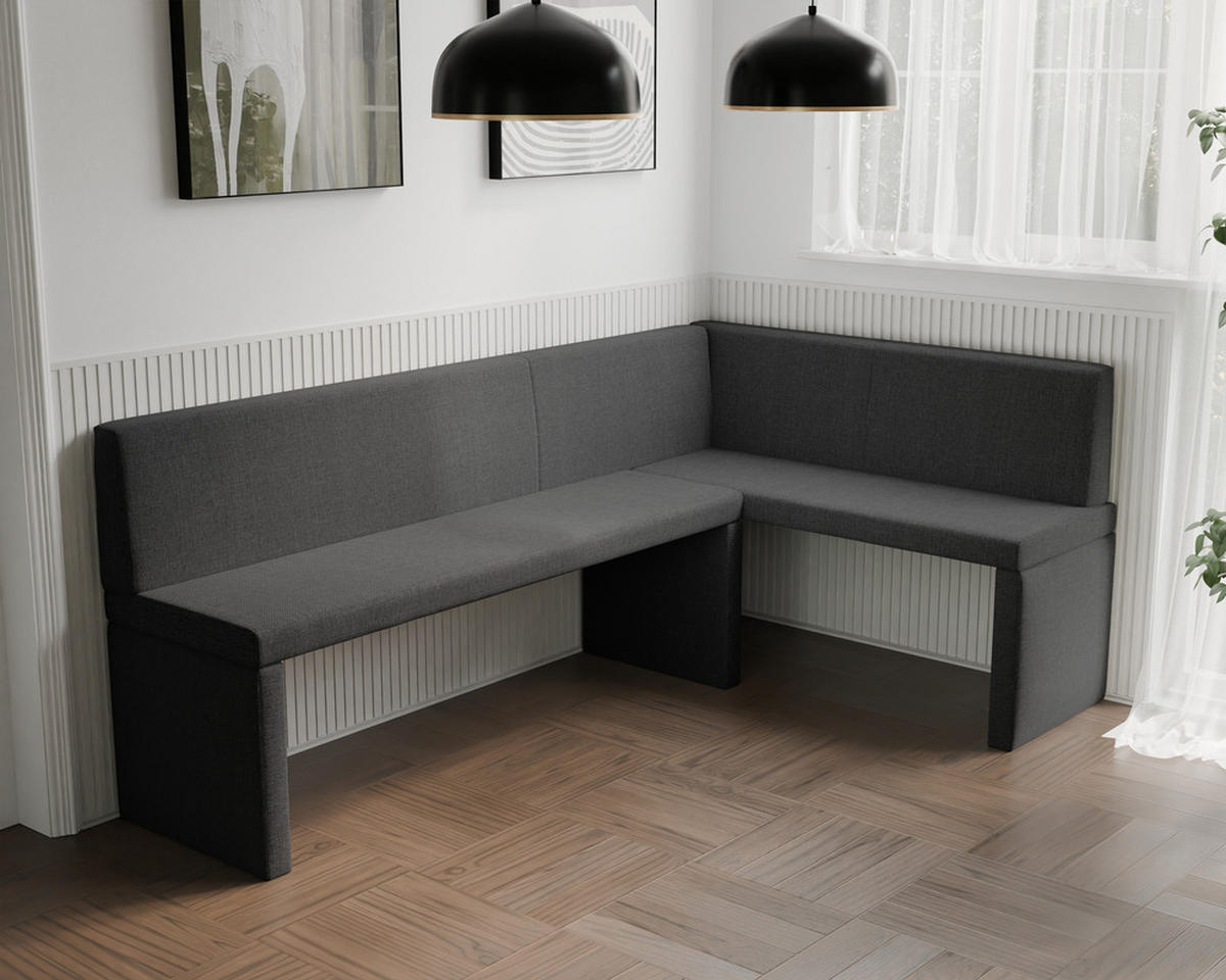 ECKBANK rechts OWEN Webstoff, 142/196 cm Anthrazit - Anthrazit, Holz/Textil (142/196cm) - Idohome