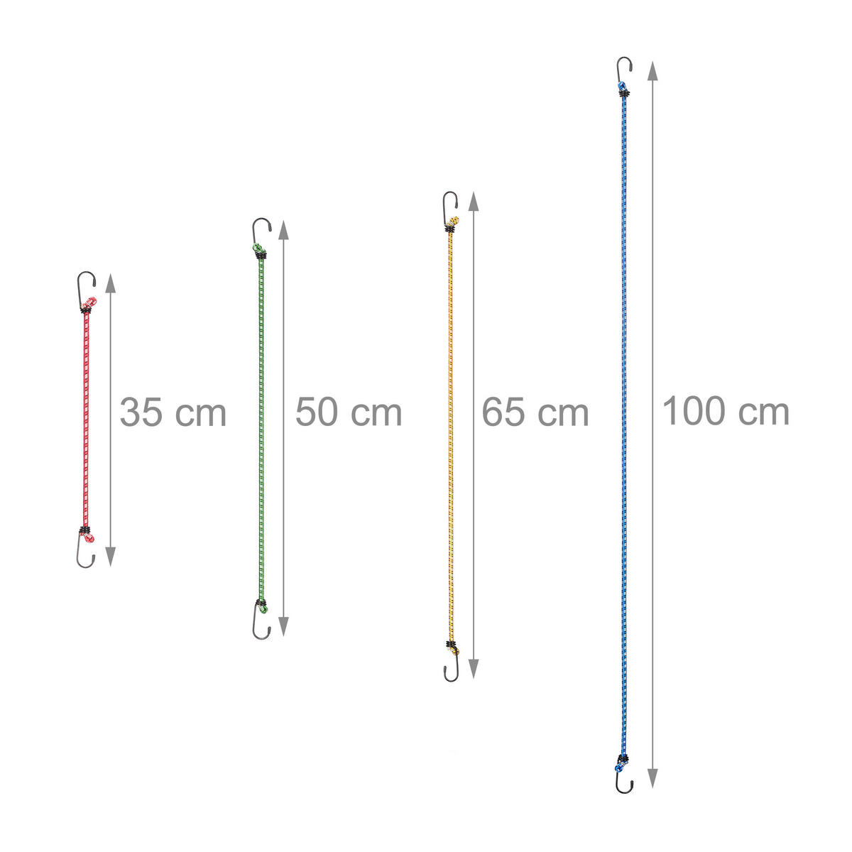 12XSPANNGUMMI - Multicolor, Kunststoff/Metall (0.7/100/3cm) - Relaxdays
