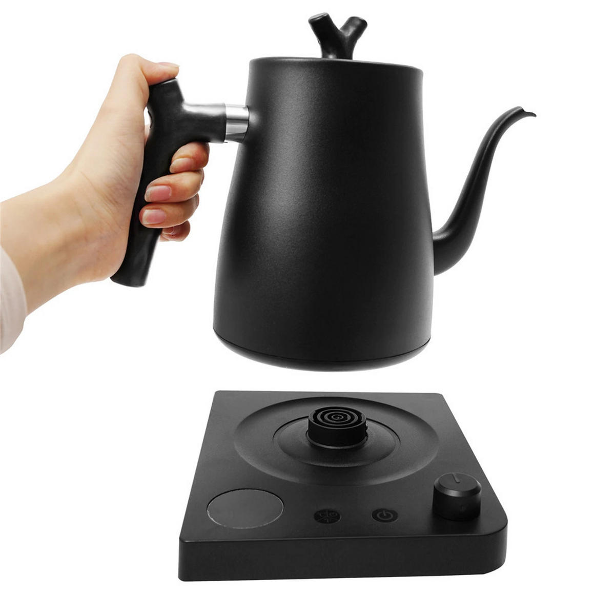 WASSERKOCHER 1L 1000W LED 40–100°C Trockenkochschutz Schwarz - Schwarz, Metall (17/22/19.5cm) - Kaket