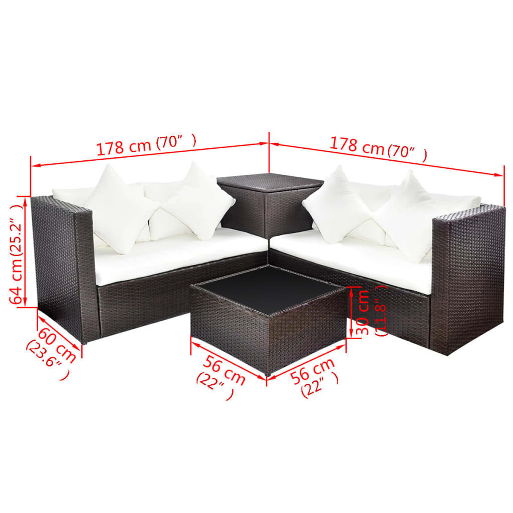 vidaXL Garten-Lounge-Set Creme
