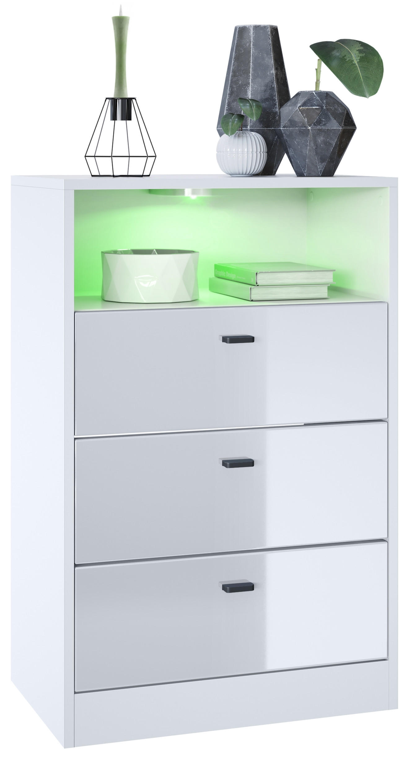 Vladon Kommode Weiß Hochglanz 56x86.5x36 cm