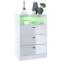 KOMMODE Pino Fronten in Weiß Hochglanz - Weiß Hochglanz, Holzwerkstoff (56/86.5/36cm) - Vladon