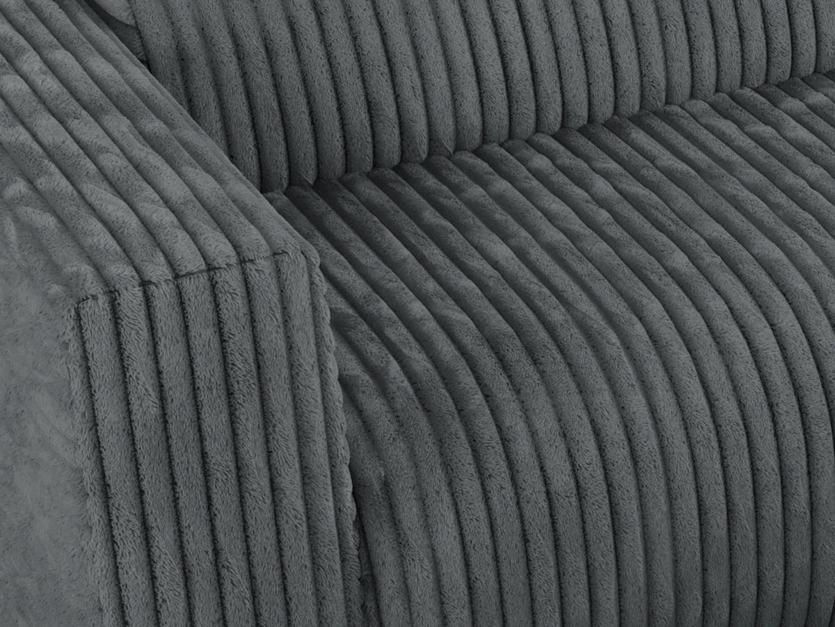 ECKSOFA PASADENA Dunkelgrau Cord - Rechts Seite - Dunkelgrau/Schwarz, Kunststoff/Textil (180/288cm) - MKS