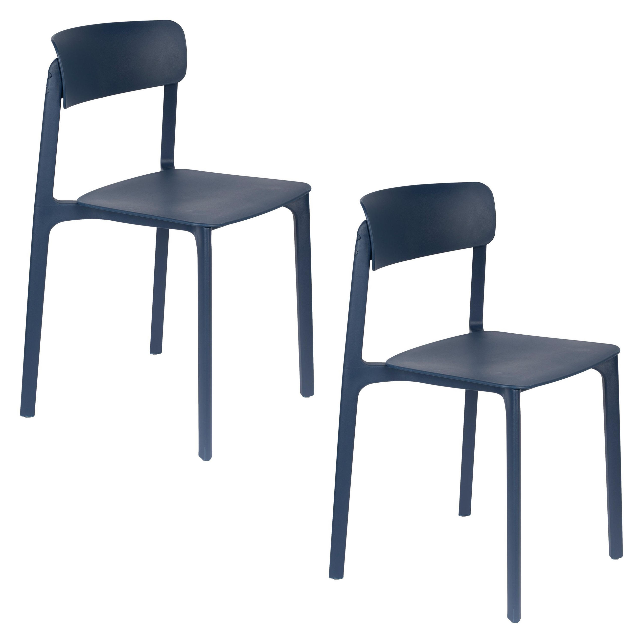 GARTENSTUHL Clive Dunkelblau - 4 er Set - Blau, Kunststoff (48/79/47cm) - Housecraft Living