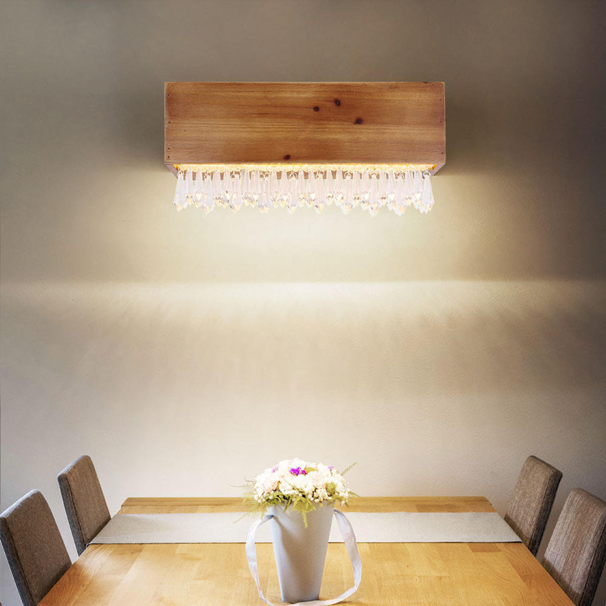 LED WANDLEUCHTE EDELTRAUD Holzoptik Braun - Braun, Holz (37/17/11cm) - Globo Lighting