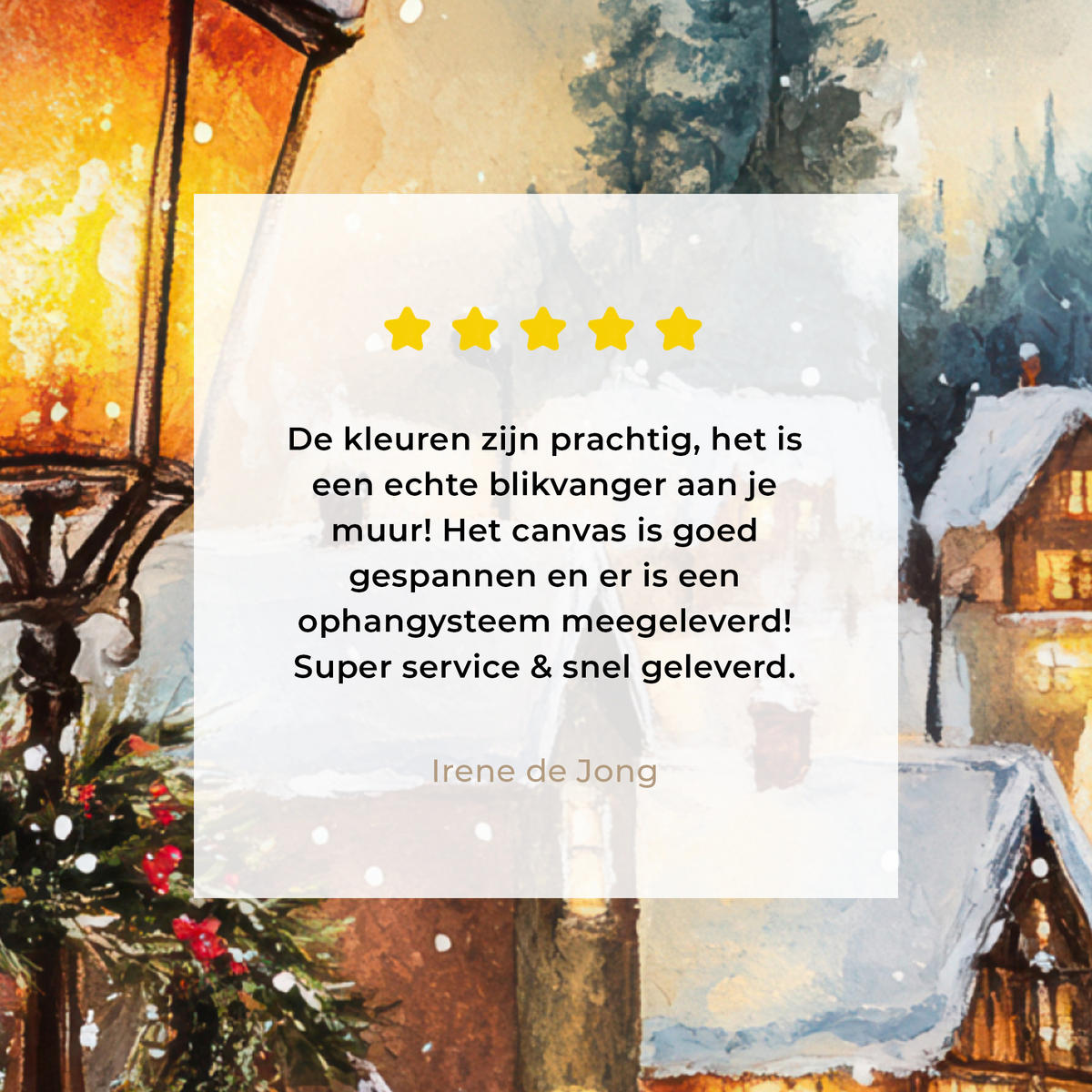 LEINWANDBILD Weihnachtsdorf - Häuser - Schnee - Weihnachten 50x50 cm - Sandfarben, Textil (50/50cm) - MuchoWow