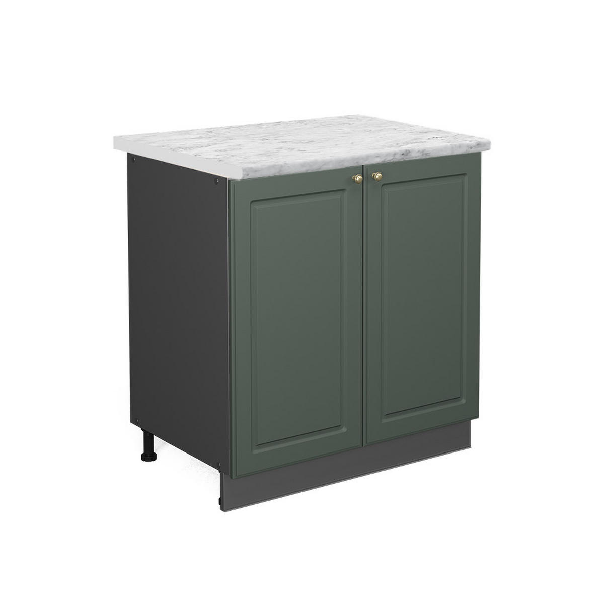 SPÜLENUNTERSCHRANK Fame-Line Grün-Gold Landhaus 80 cm mit Regal AP Marmor - Anthrazit/Grün, Holzwerkstoff (80/82/60cm) - Vicco