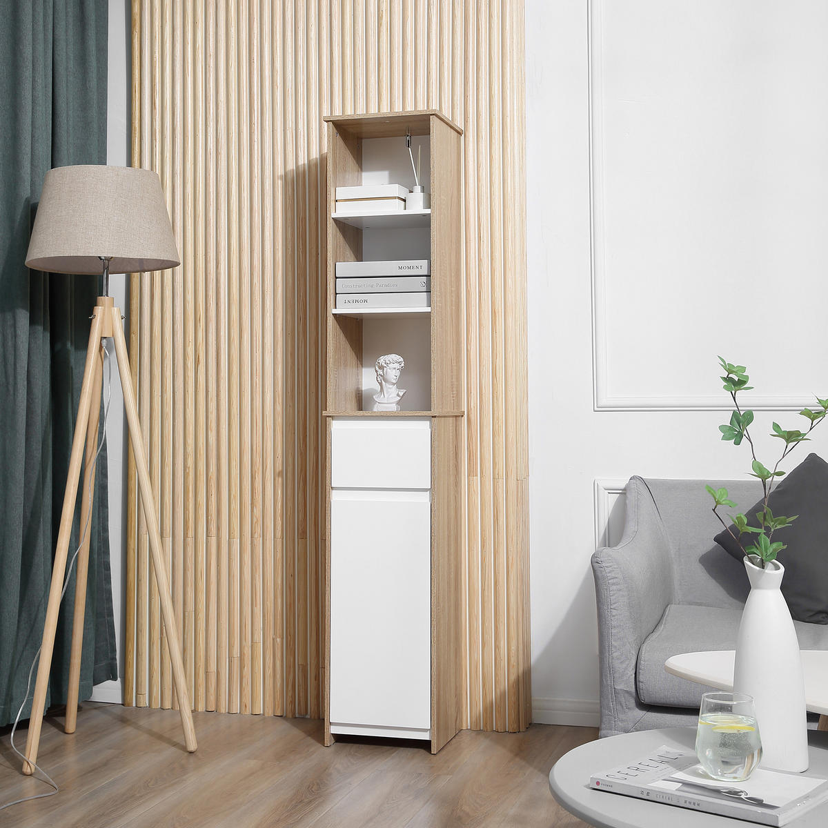HOCHSCHRANK DE-12343 3 Nischen Eiche hell - Naturfarben, Holzwerkstoff (30/171.2/32.6cm) - ComfortXL