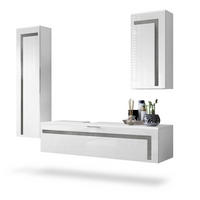 BADMÖBELSET Aloha Absetzungen in Beton Dunkel Optik - Dunkelgrau, Holzwerkstoff (210/185/51cm) - Vladon
