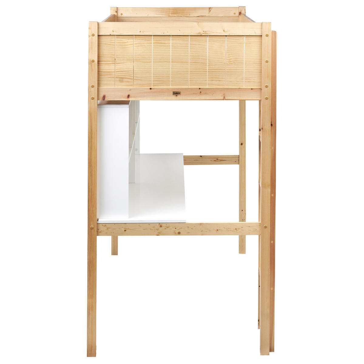 HOCHBETT MIT SCHREIBTISCH 90x200 cm Heller Holzfarbton Foucamont - Hellbraun, Holz (90/200cm) - Beliani