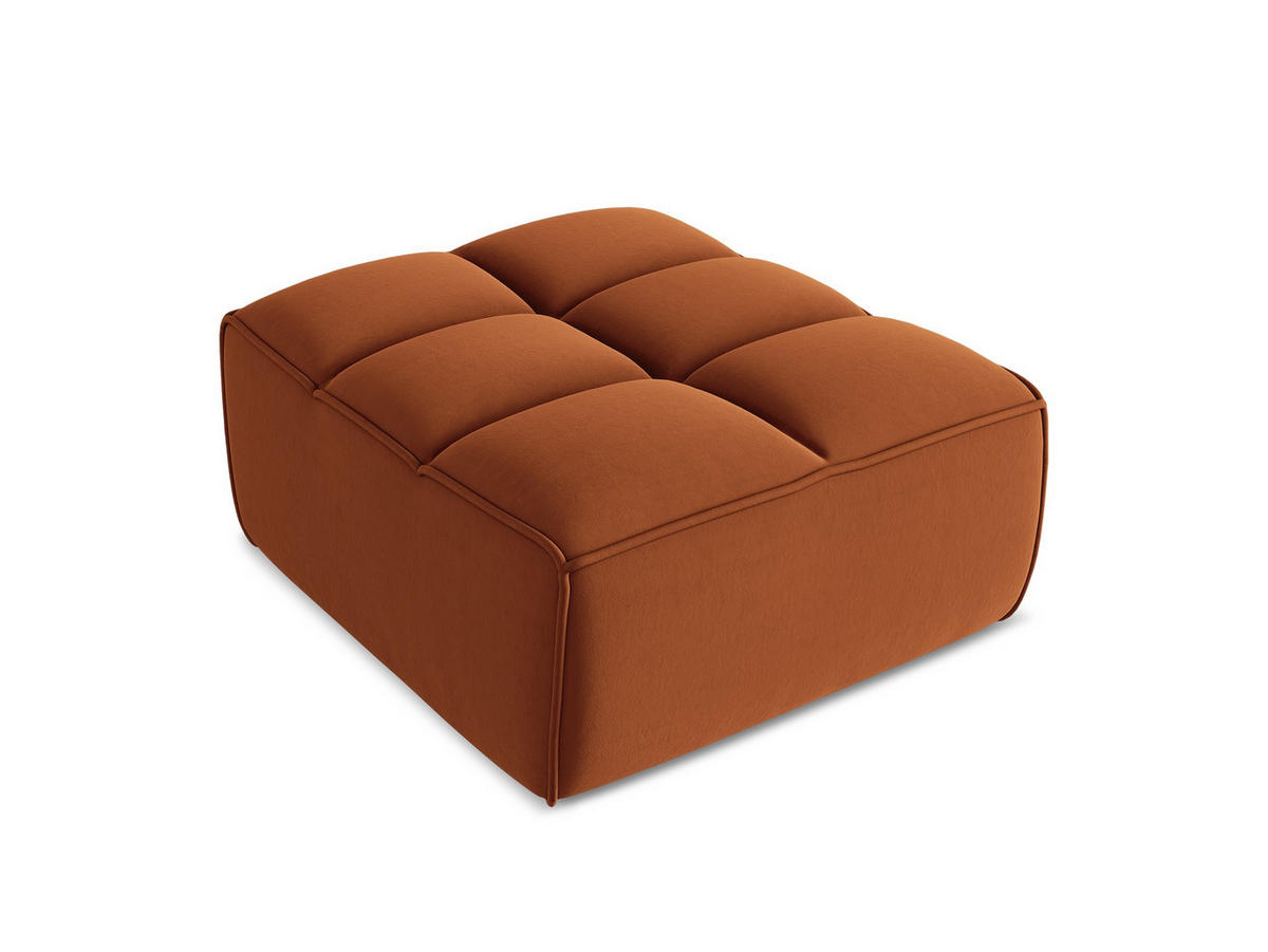 POUF Samt Stoff Orange - Terra cotta/Schwarz, Kunststoff/Textil (80/43/93cm) - Makamii