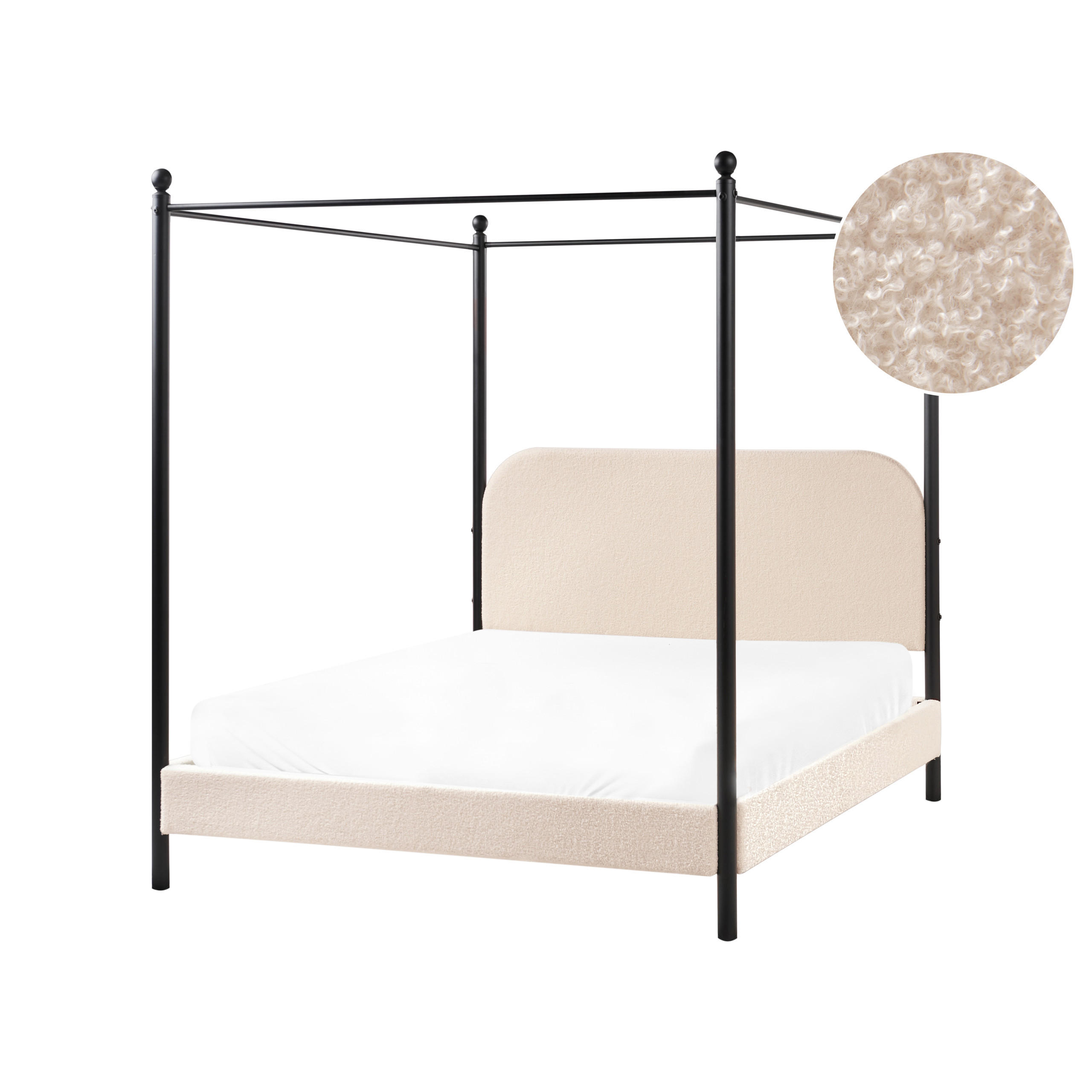 HIMMELBETT 140x200 cm Beige Dannemois - Beige, Textil (140/200cm) - Beliani