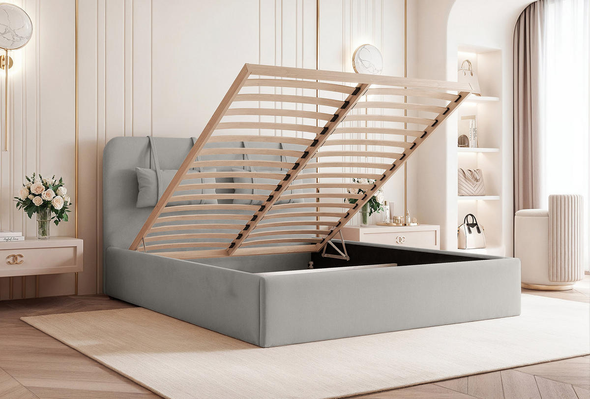 POLSTERBETT Lexal 200x200 cm, Grau - Grau, Textil (200/200cm) - Fedve