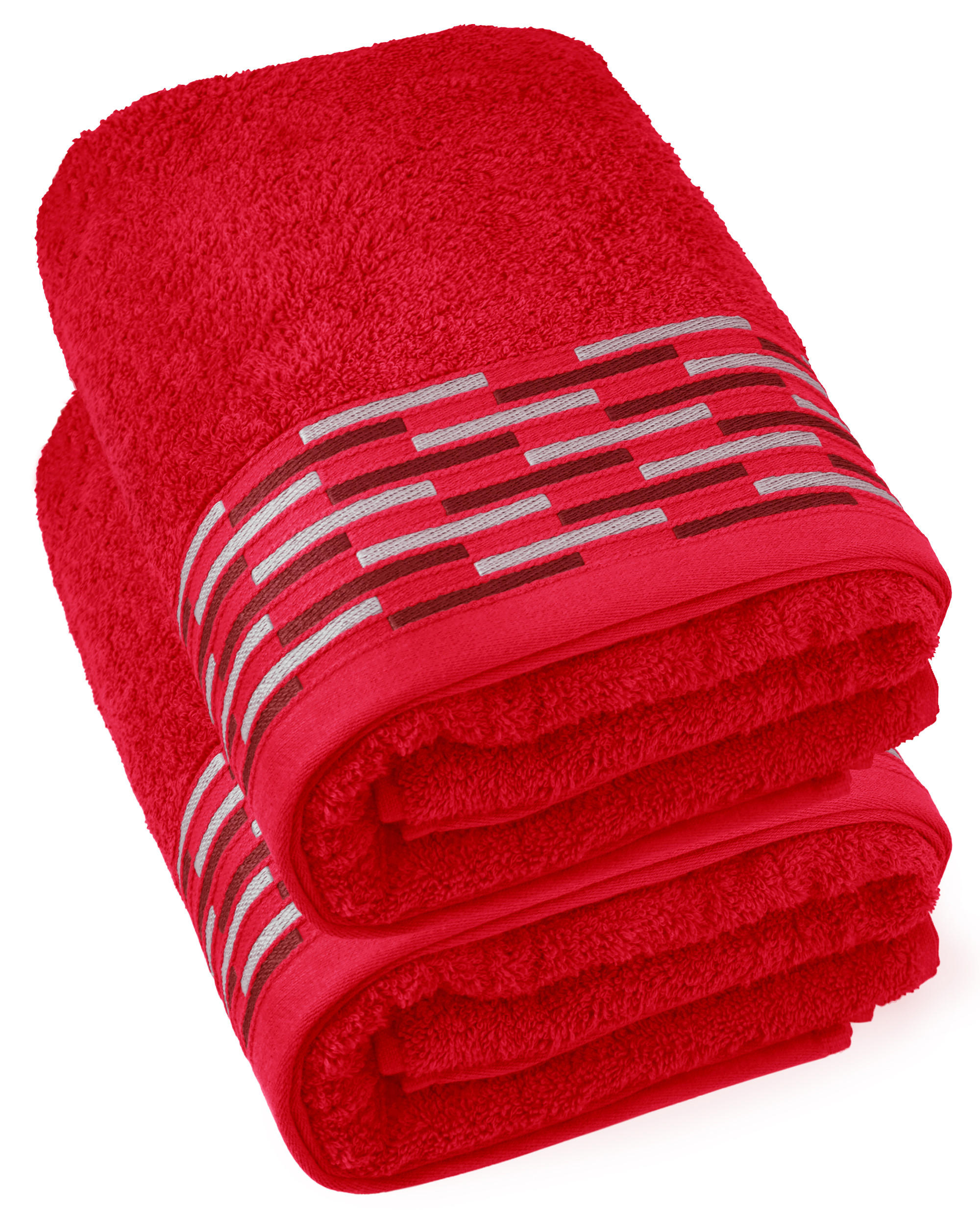 DUSCHTUCH Lugano Rot 2er 70x140 cm - Rot, Textil (70/140cm) - Lashuma