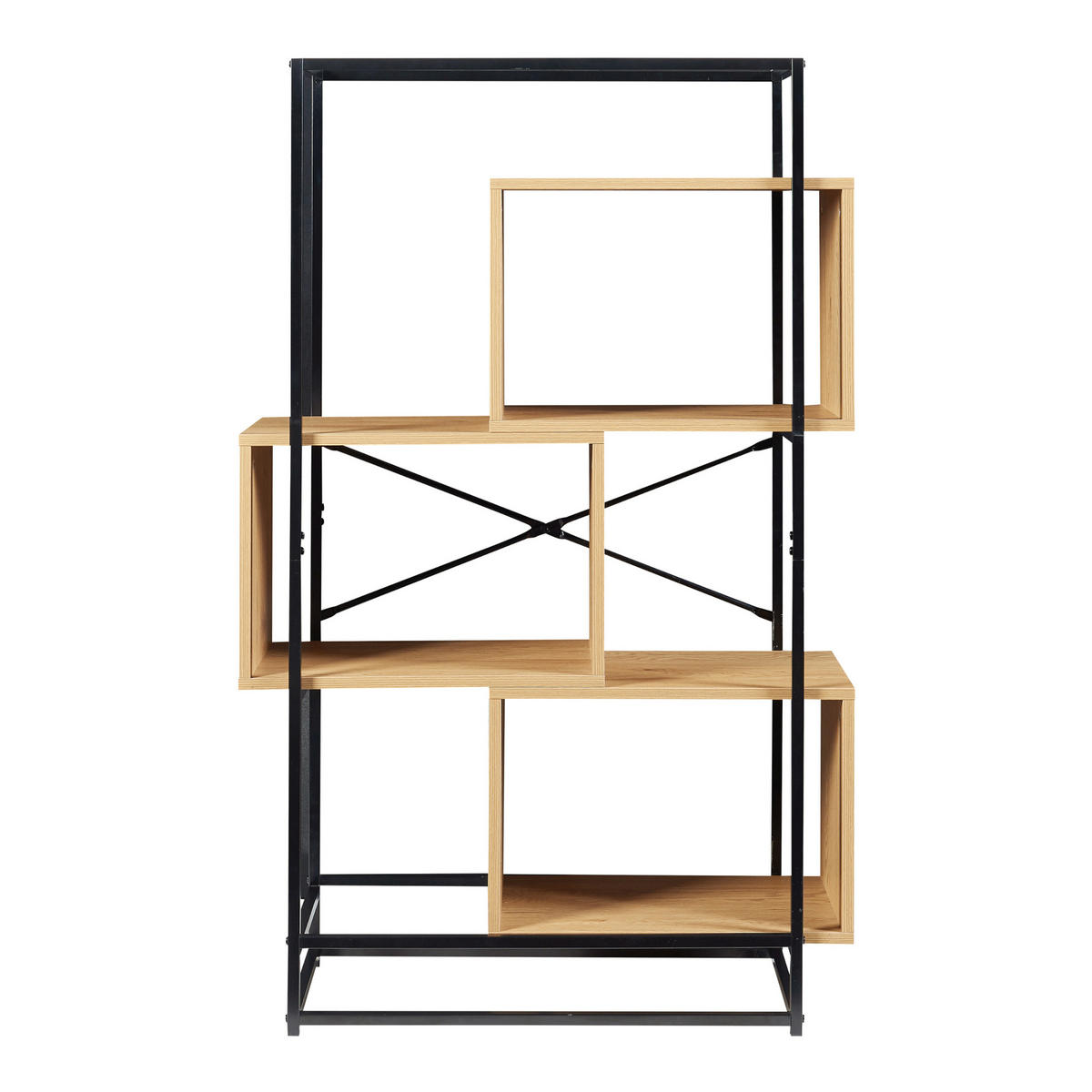 BÜCHERREGAL Rennebu - Eichefarben/Schwarz, Holzwerkstoff/Metall (80/126/33cm) - [en.casa]